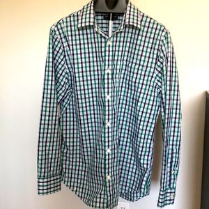 Banana Republic Non Iron Slim Fit Plaid Cotton Long Sleeve Shirt